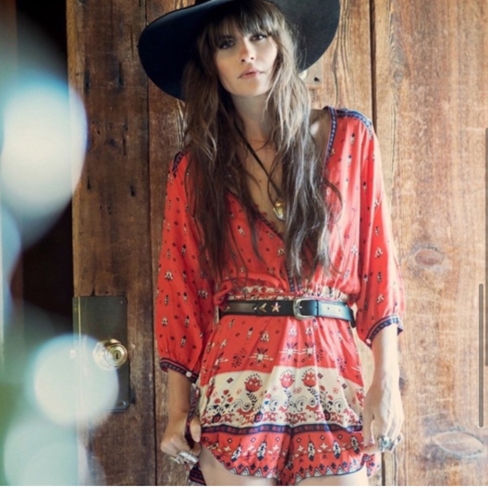 SPELL & Gypsy Desert Wanderer play sleeve feather floral tribal festival romper